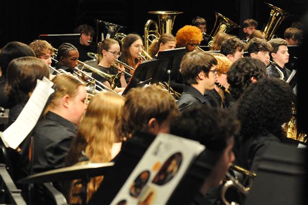 Students performing at the 2023-2024 All County Band Concert